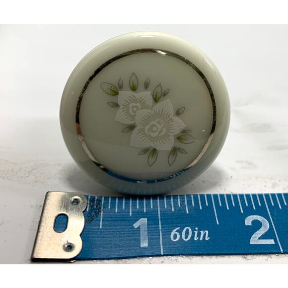 Vintage‎ Ceramic Cupboard Drawer Furniture Knobs 24 Pulls Floral Silver Trim - Picture 5 of 7